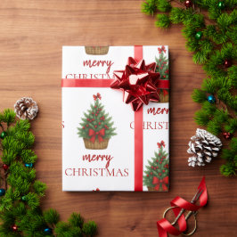 Papel De Presente Elegant Christmas Tree – Red Ribbon 