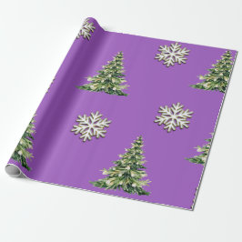 Papel De Presente Elegant Christmas Tree & Snowflake Wrapping Paper