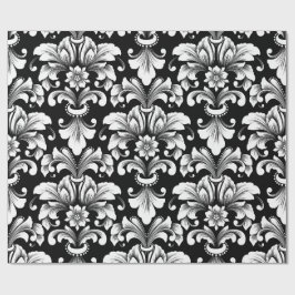 Papel De Presente Elegant Damask black and white wrapping paper roll