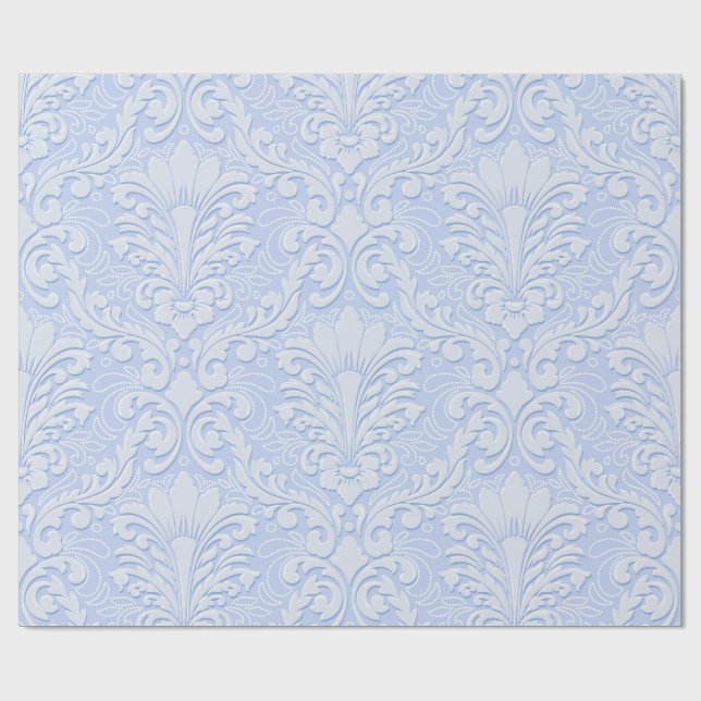 Papel De Presente Elegant Damask light blue (Aberto)