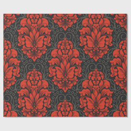 Papel De Presente Elegant Damask Red and black wrapping paper roll