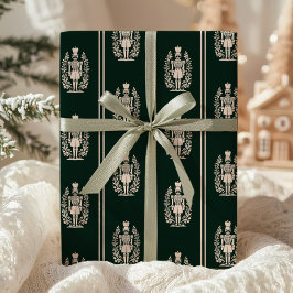 Papel De Presente Elegant Dark Green Nutcracker 