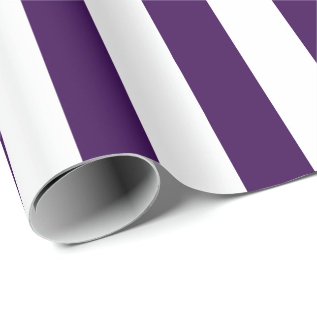 Papel De Presente Elegant Dark Purple and White Striped Pattern (Ponta do rolo)