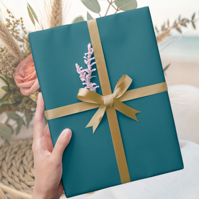 Papel De Presente Elegant Deep Teal Minimalist Wrapping Paper Roll (Criador carregado)