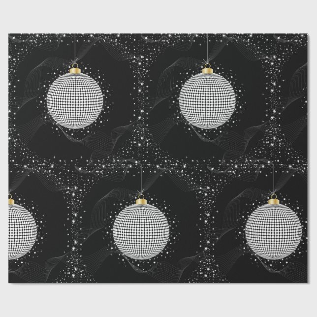 Papel De Presente Elegant Disco Ball Christmas Ornament (Aberto)