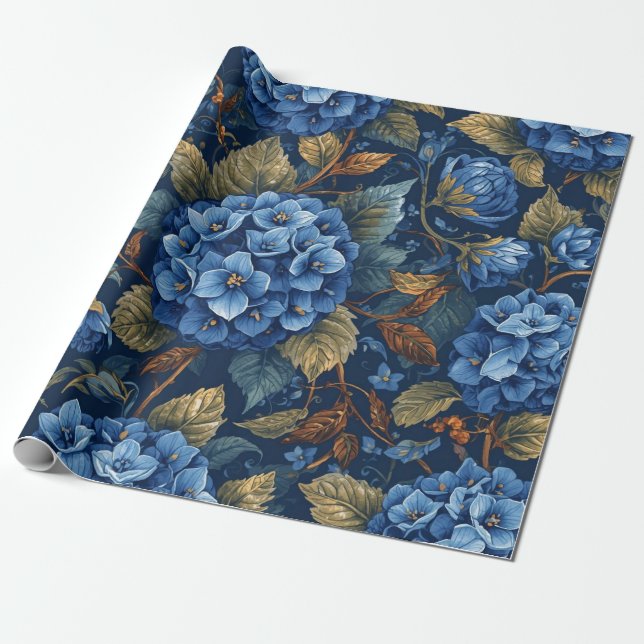 Papel De Presente Elegant Faded Hydrangea Floral Pattern Decoupage (Desenrolado)