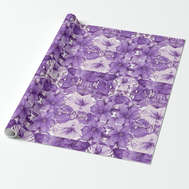 Papel De Presente Elegant floral pattern in purple tones (Desenrolado)