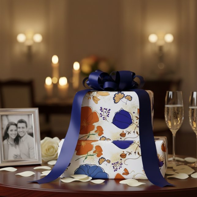 Papel De Presente Elegant Gold & Bold Floral (Criador carregado)