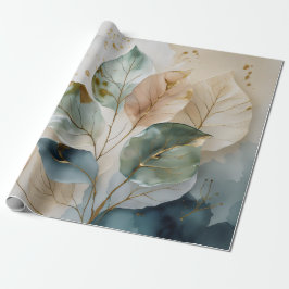 Papel De Presente Elegant Gold Botanical