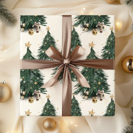 Papel De Presente Elegant Gold Sparkling Christmas Tree
