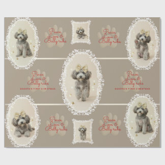 Papel De Presente Elegant Holiday Puppy Wrapping Paper (Customize)