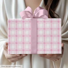Papel De Presente Elegant Light Pink Gingham 50th Birthday Wrapping