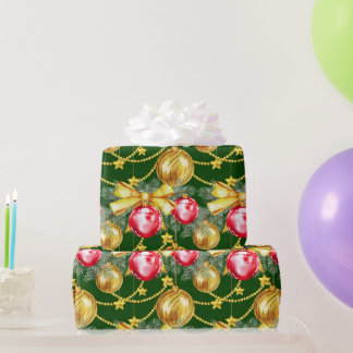 Papel De Presente Elegant Luxury Red Gold Christmas Ball Pattern