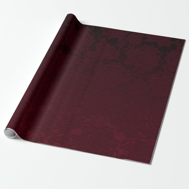 Papel De Presente Elegant Modern Burgundy Floral Pattern (Desenrolado)