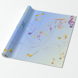 Papel De Presente Elegant Music Notes In Blue Gradient