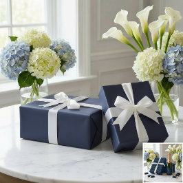Papel De Presente Elegant Navy 80th Birthday