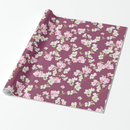 Papel De Presente Elegant Pink & White Floral Wrapping Paper