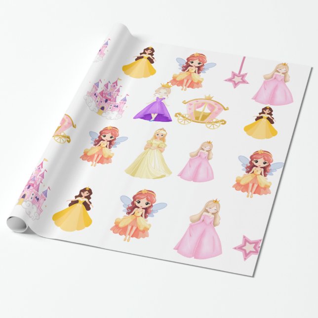 Papel De Presente Elegant Princess Birthday Celebration (Desenrolado)