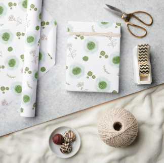 Papel De Presente Elegant Sage Green Watercolor Floral Wedding