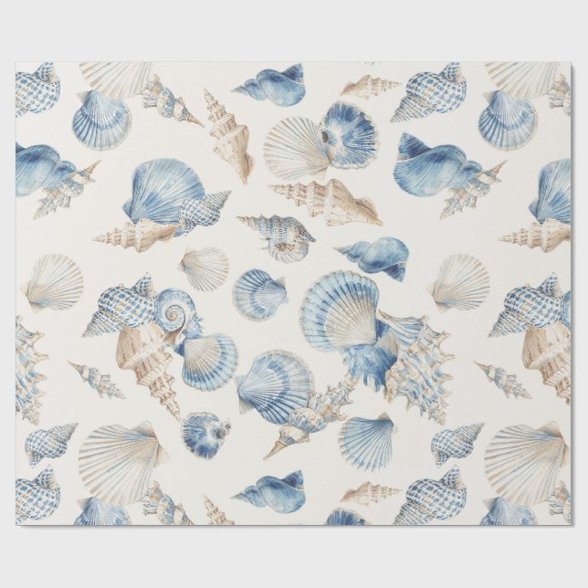 Papel De Presente Elegant Seashell Border Wedding (Aberto)