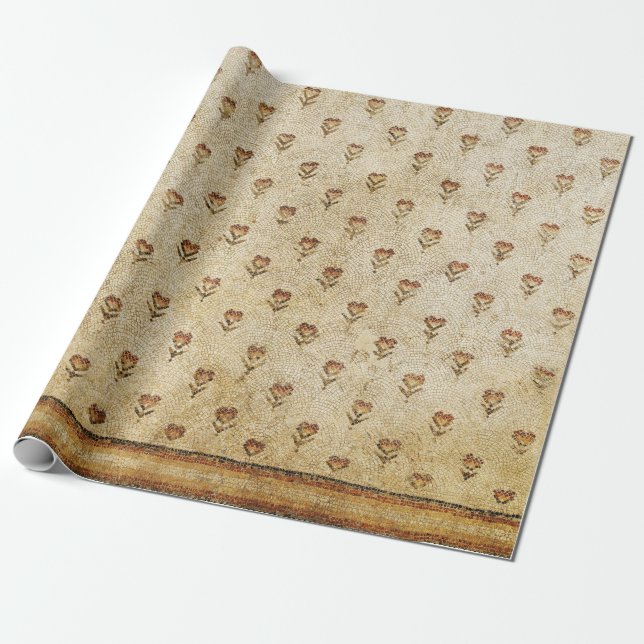 Papel De Presente ELEGANT SIMPLE BYZANTINE MOSAIC FLOWERS Antique  (Desenrolado)