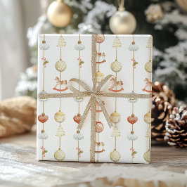 Papel De Presente Elegant Vintage Rocking Horse Christmas