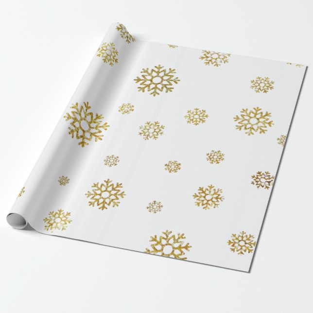 Papel De Presente Elegant White, Gold Christmas Wrapping  (Desenrolado)