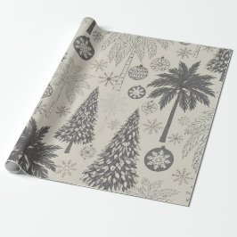 Papel De Presente Elegant Winter Snowflake Monochromatic Christmas