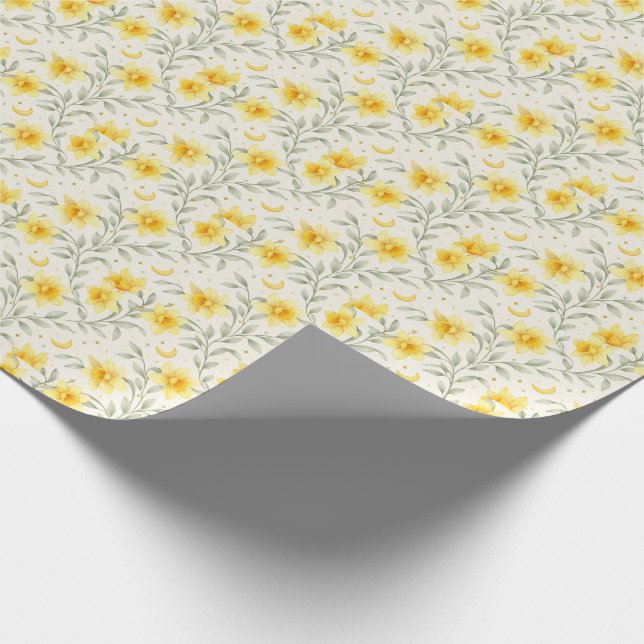 Papel De Presente Elegant Yellow Daffodil Floral Wrapping Paper (Ponta)