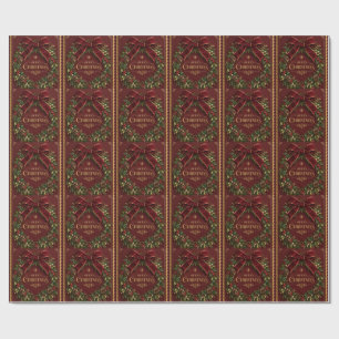 Papel De Presente Elegante Arco de Veludo Natal, Luxo Botânico