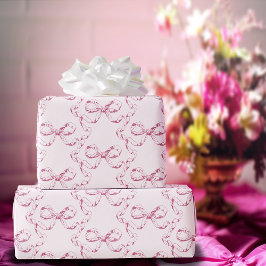 Papel De Presente Elegante Arcos Préppy Vintage Femininos Toile Rosa