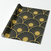 Elegante Art Deco Dourado padrão solar em preto