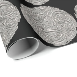 Papel De Presente Elegante art nouveau medalhão negro de prata