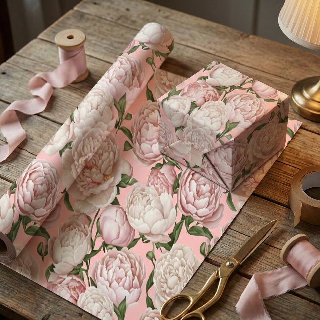 Papel De Presente Elegante Arte Floral Peony Grace  (Criador carregado)