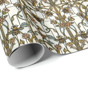 Papel De Presente Elegante arte nova botânica vidro colorido de abel