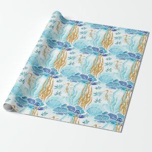 Papel De Presente Elegante Azul Claro Sob os Recifes de Coral do Mar