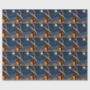 Papel De Presente Elegante Azul Cobalto Chinoiserie Natal