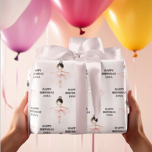 Papel De Presente Elegante Ballerina Pink Aniversário