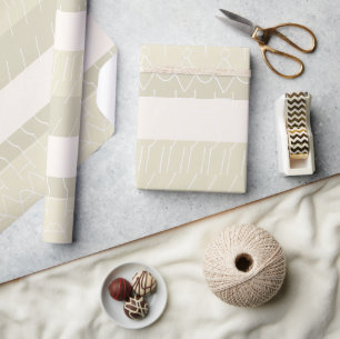 Papel De Presente Elegante Bege Rosado Padrão Geométrico Nórdico