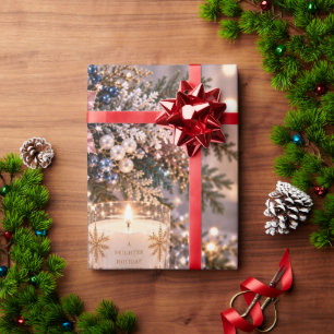 Papel De Presente Elegante Beleza de Natal em Teal e Borgonha