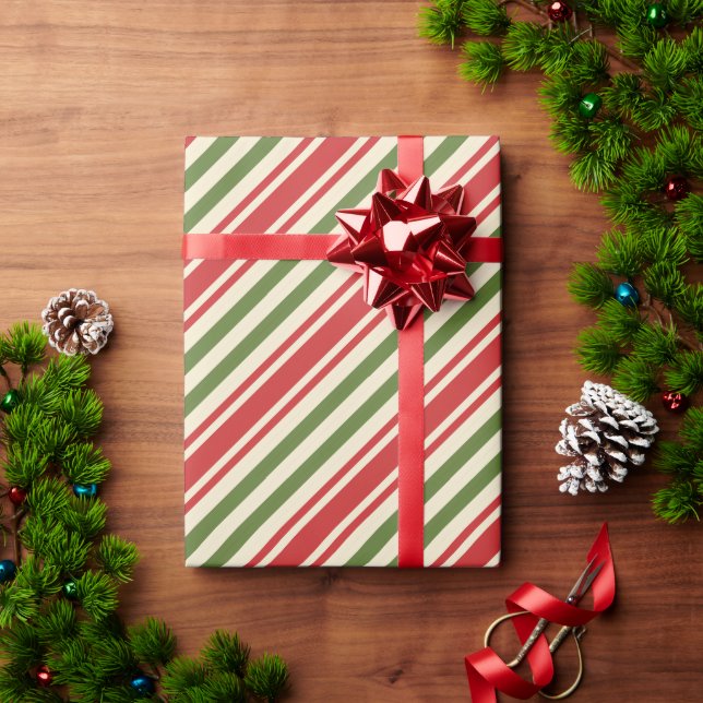 Papel De Presente Elegante Bengala de Natal Vintage (Presente de Natal)