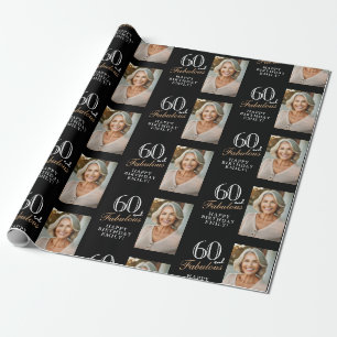Papel De Presente Elegante Black 60 e Fabulosa Foto de 60º aniversár