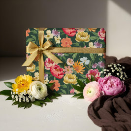 Papel De Presente Elegante Blooming Floral Jardim Botânico Girly