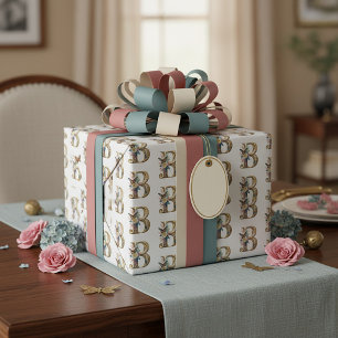 Papel De Presente Elegante boêmio floral letra B