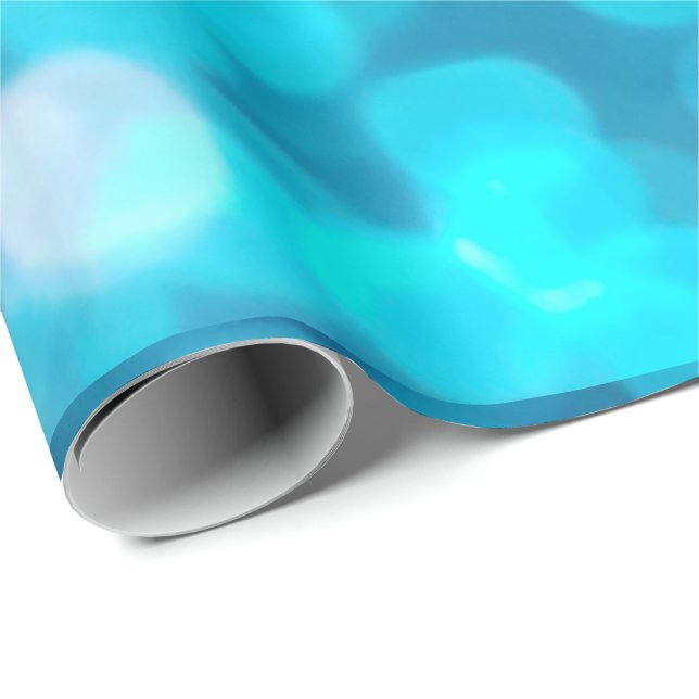 Papel De Presente Elegante Bokeh Blue Turquoise Circle Light Pattern (Ponta do rolo)