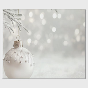 Papel De Presente Elegante Bola de Natal Branca Feriado