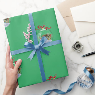 Papel De Presente Elegante Bola de Natal Retro Carro Férias