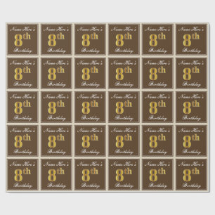 Papel De Presente Elegante, Brown, aniversário do ouro do falso 8o 