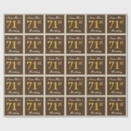 Papel De Presente Elegante, Brown, Faux Dourado 71rua Aniversário +