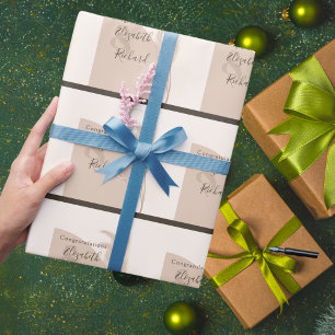 Papel De Presente Elegante Casamento Moderno Boho com Grama das Pamp